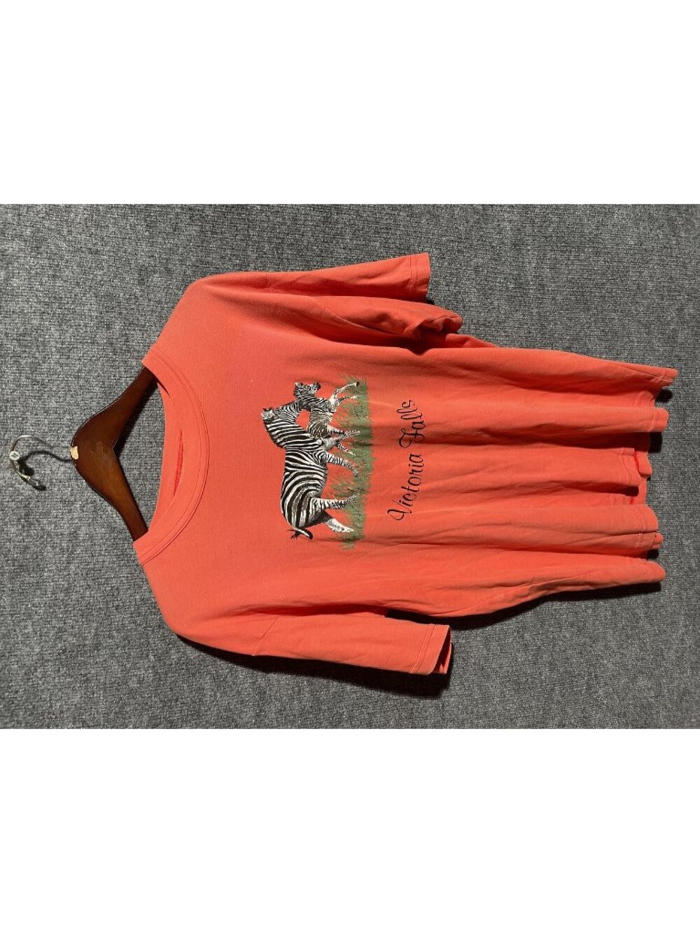 Victoria Falls Zebra Shirt Womens Size Unknown Orange Graphic Souvenir Tee